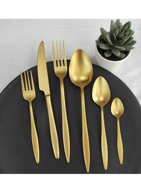 Carmen Matte Gold Titanium 6 Piece Dessert Forks