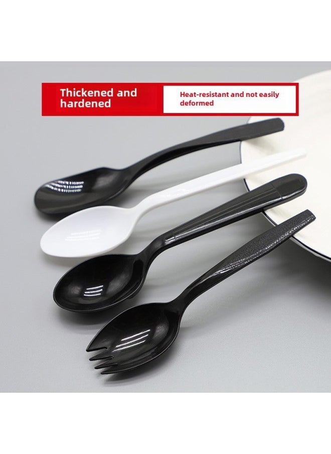 Disposable Plastic Spoon Separate Packaging Take-away Dessert Fork Spoon Long Handle KFC Spoon Degradable Spoon Thickened-Color:100 American Forks (individually Packaged)