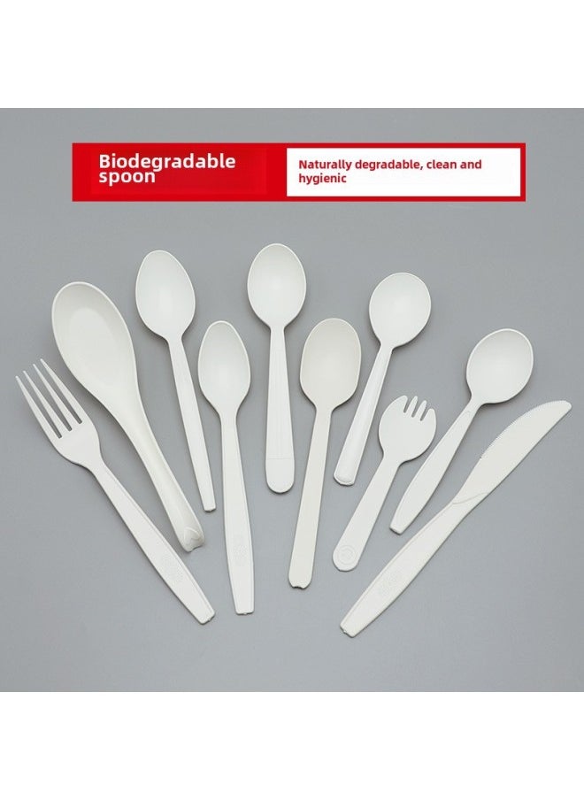 Disposable Plastic Spoon Separate Packaging Take-away Dessert Fork Spoon Long Handle KFC Spoon Degradable Spoon Thickened-Color:100 American Forks (individually Packaged)