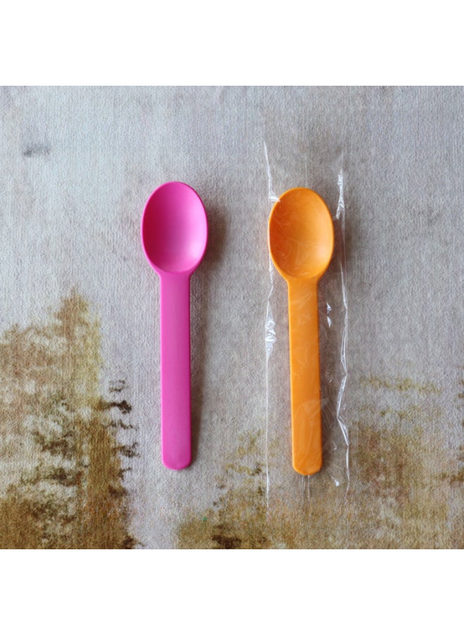 Printable Logo Disposable Yogurt Spoon Scoop Ice Cream Scoop Fruit Scoop Can Be Individually Packaged-Specifications:Transparent Film Independent Packaging (100)-Color:Orange