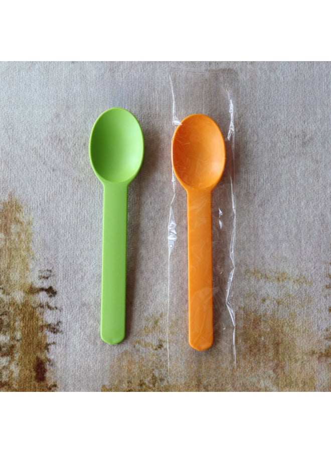 Printable Logo Disposable Yogurt Spoon Scoop Ice Cream Scoop Fruit Scoop Can Be Individually Packaged-Specifications:Transparent Film Independent Packaging (100)-Color:Orange