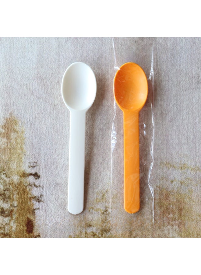 Printable Logo Disposable Yogurt Spoon Scoop Ice Cream Scoop Fruit Scoop Can Be Individually Packaged-Specifications:Transparent Film Independent Packaging (100)-Color:Orange