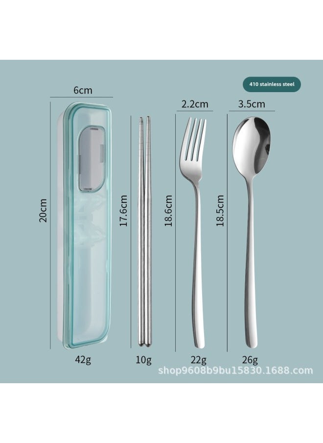 Chopsticks Spoon Set Tableware Student Party Portable Outdoor Travel Gift Stainless Steel Tableware Three-piece Set-Specifications:Tableware Set-Color: 410 Spoon, Chopsticks And Fork