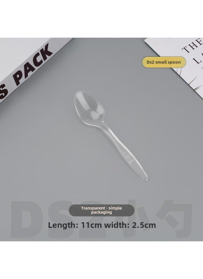 DS2 Disposable Plastic Small Yellow Spoon Small Spoon DS2 Ice Cream Spoon 1 Bag Mail Ds2 Ice Porridge Spoon 2000 Pieces-Color:DS2 Small Spoon 1000 (transparent)