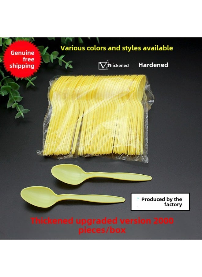 DS2 Disposable Plastic Small Yellow Spoon Small Spoon DS2 Ice Cream Spoon 1 Bag Mail Ds2 Ice Porridge Spoon 2000 Pieces-Color:DS2 Small Spoon 1000 (transparent)