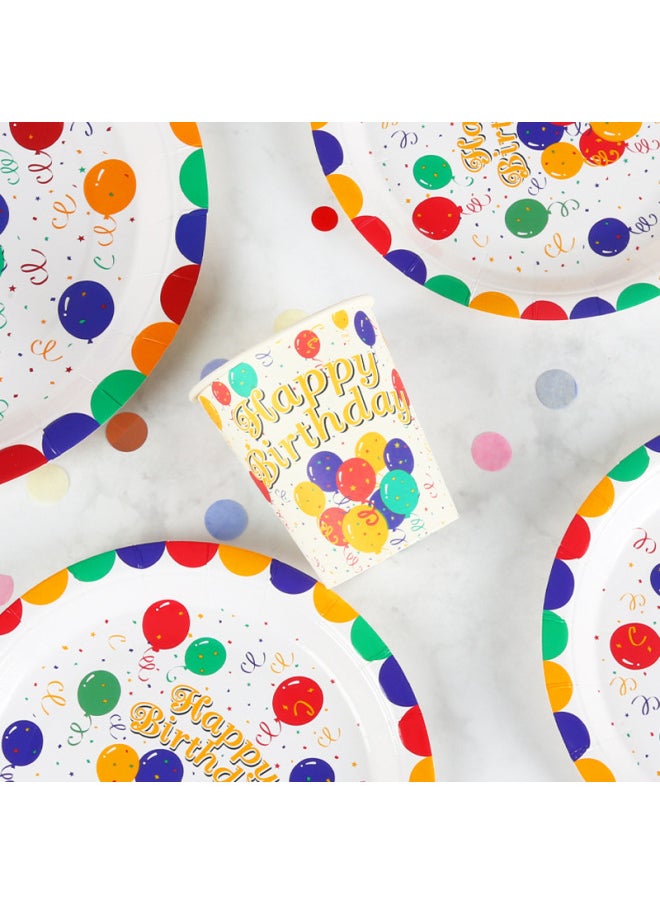 Disposable Cake Dinner Plate Paper Cup Tableware Balloon Tablecloth Children's Birthday Party Decoration Scene Set-Color:Golden Fork -10