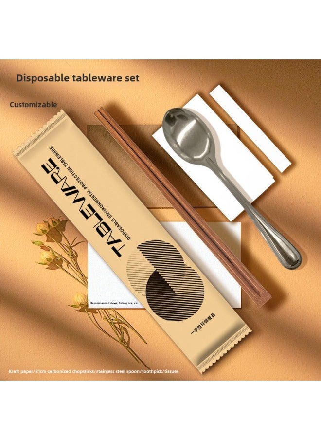 Disposable Chopsticks Set Of Three Or Four Hot Pot Chopsticks Tableware Set Packaging Take-out Commercial Four In One-Color:Q-5 Tableware Bag Set Of Four (yellow) 200 Sets