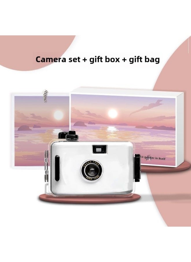 The Student Party Can Take Pictures Of Color Photos With High Pixels For Children With High-definition Retro Camera-Color:Little W And Fox (Style) Exquisite Gift Box Packaging - Package 2: Single Camera + 24 Color Film + Gifts