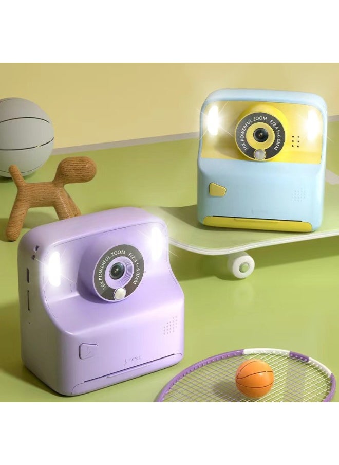 Portable Polaroid Camera Children's Educational Printing Camera HD Digital Polaroid Camera-Color:Blue Without Card