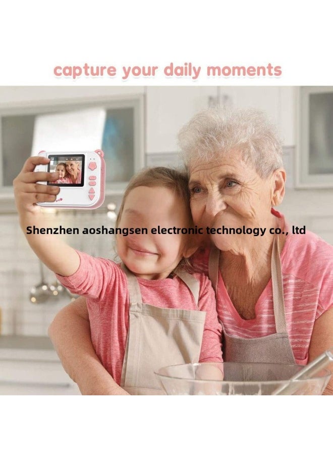 1080p HD Children's Printing Camera 2.0 Inch 14 Language Thermal Printer Polaroid Camera-Color:Sky Blue