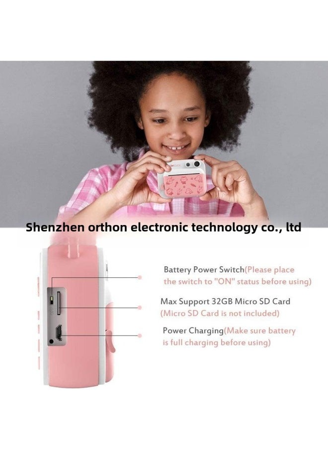 1080p HD Children's Printing Camera 2.0 Inch 14 Language Thermal Printer Polaroid Camera-Color:Sky Blue