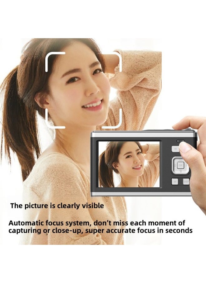 Ccd Camera 4K HD Dual-screen Telescopic Lens Digital Camera Student Portable Card Machine-Body Color:C23 White Standard