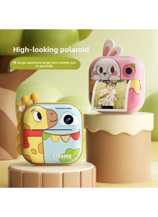 Birthday Gift Polonoid Printable Photo Children Camera Photographable Girl Color Toy Camera Record-Colour:Cute Rabbit/ultra-clear Screen/large Battery/9600w Front And Rear Dual Cameras