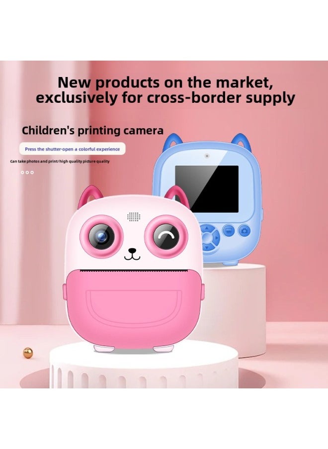 Batch S5 Double Camera For Children With A Single Shot-Body Color:Owl - Pink + 1 Roll Of Paper