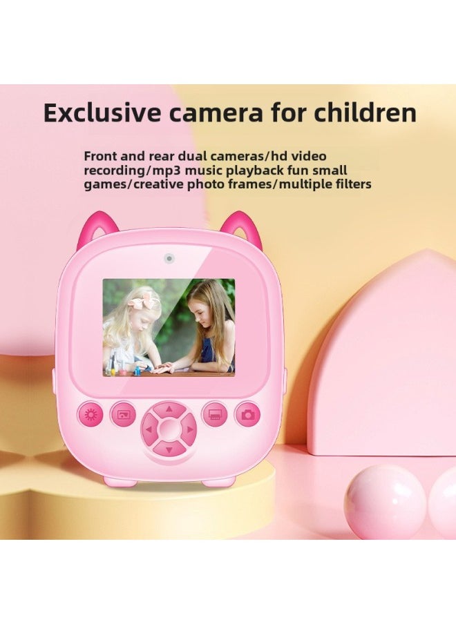 Batch S5 Double Camera For Children With A Single Shot-Body Color:Owl - Pink + 1 Roll Of Paper
