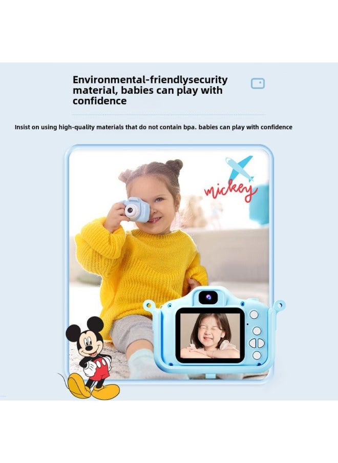 Genuine Children's X12 Double Camera Digital Toy Color Portable SLR Children's Camera Toy Boys And Girls Gift-Color:Disney Camera X12 Blue Mickey Hd Dual Camera