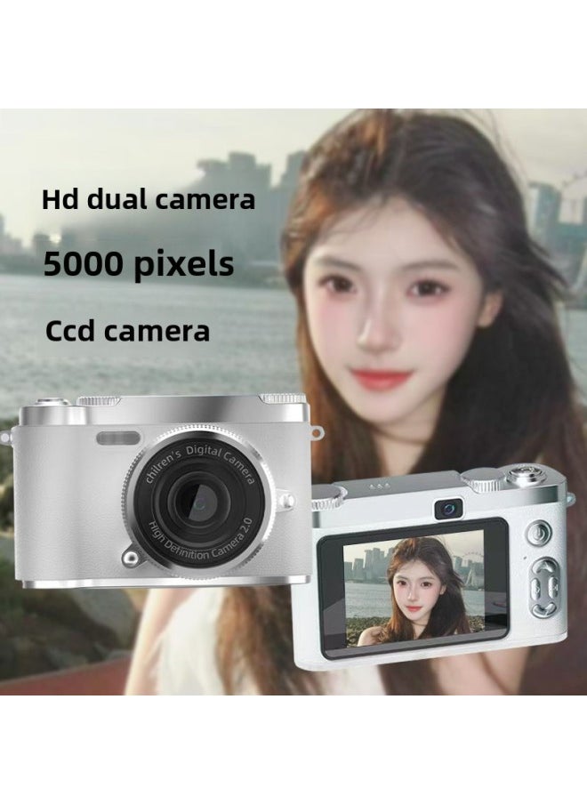 High-definition Digital Student Party Camera Camera Campus Retro CCD Double Vlog Camera Travel Convenient Entry-level-Body Color:X8 Green  - 32g Memory Card [an