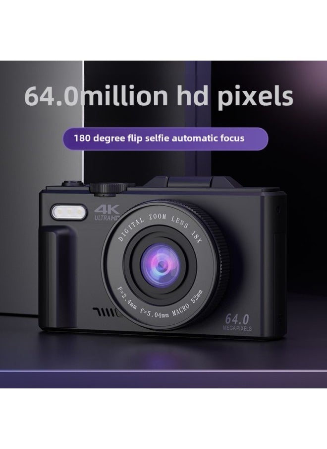 Digital Camera Student 4K HD CCD Entry Level Micro Single Camera WiF SLR Camera Vlog Retro Camera-Body Color:White  Wifi-with 32g Card