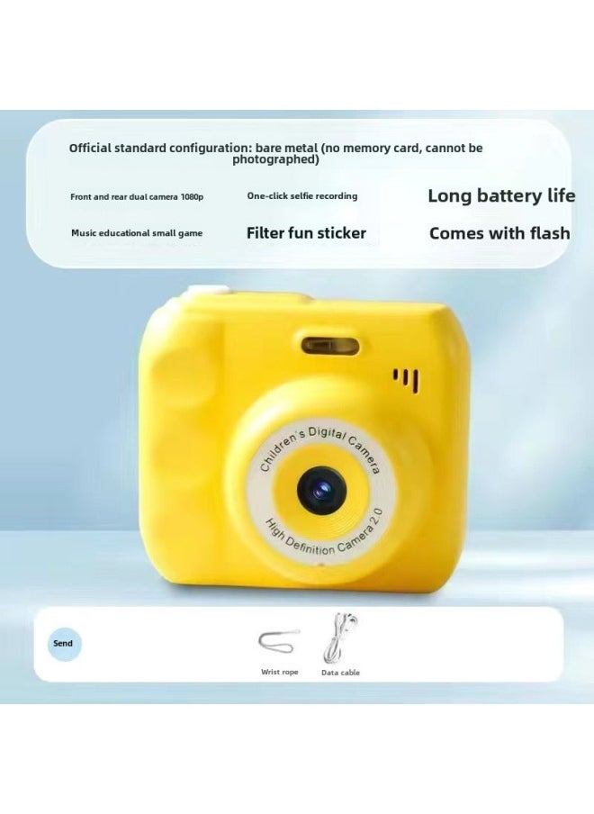 Camera HD Double Camera Cute Digital Campus Student Party Photo Camera Can Take Photos And Pass Mobile Phone Color Shooting-Body Color:Hd Dual Camera Lemon Yellow  - Bare Metal*not Available