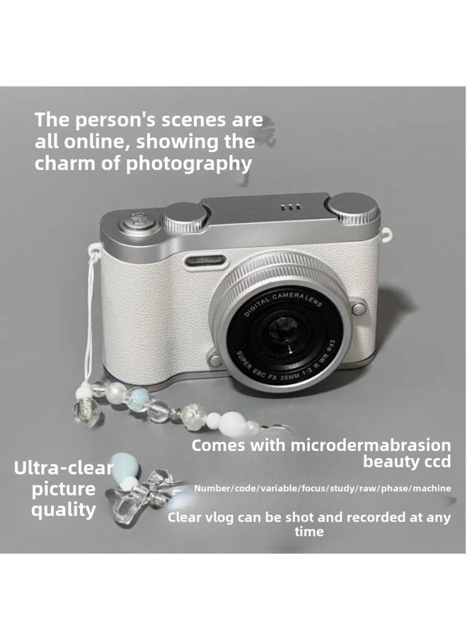 0.1 Billion Pixel Double Camera Self-timer Ccd Retro Digital Camera Student Cute Campus Entry-level Card Machine-Body Color:H6-coral Pink  - 16g High-speed Memory Card + Luxury Gift Bag Can Be Transferred To Mobile Phones