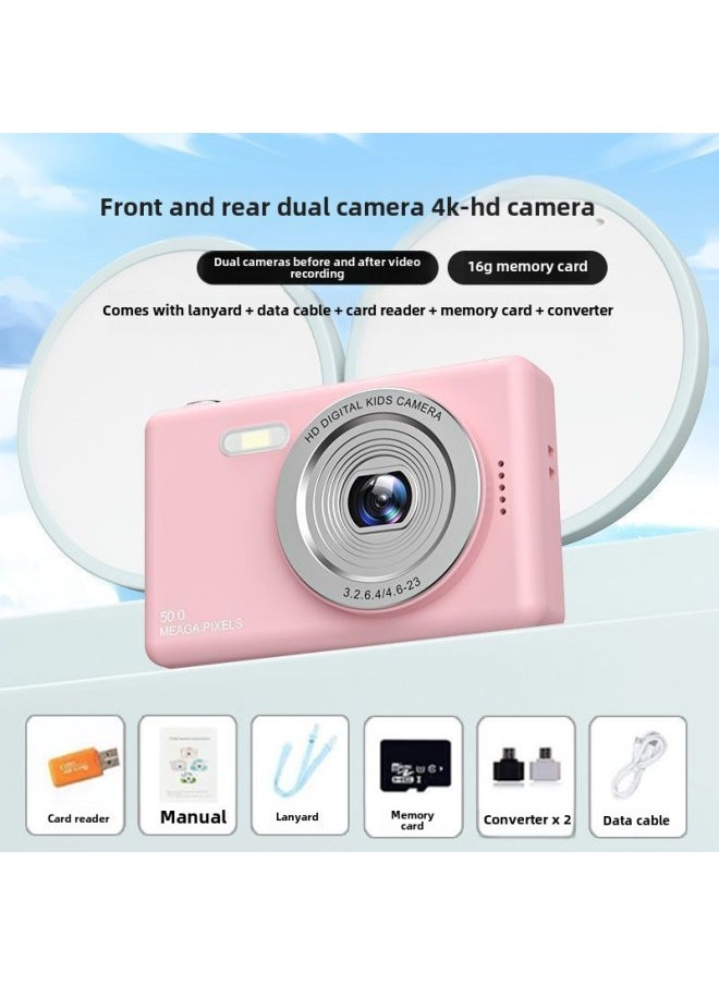 High-definition Camera Can Take Pictures, Double-shot Cute Digital Camera, Campus Students Upload Mobile Phone Travel Record Camera-Body Color:Hd Dual Camera X6/pink  - Package 2
