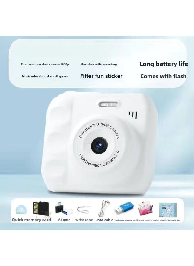 Camera HD Double Camera Cute Digital Campus Student Party Photo Camera Can Take Photos And Pass Mobile Phone Color Shooting 12-Body Color:Hd Dual Camera Moonlight White  - Bare Metal *not Available