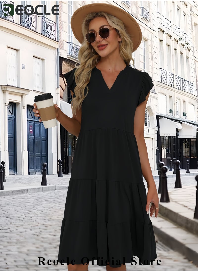 Women's Summer A-Line Sleeveless Boat Neck Mini Dress Club Party Little Short Dresses
