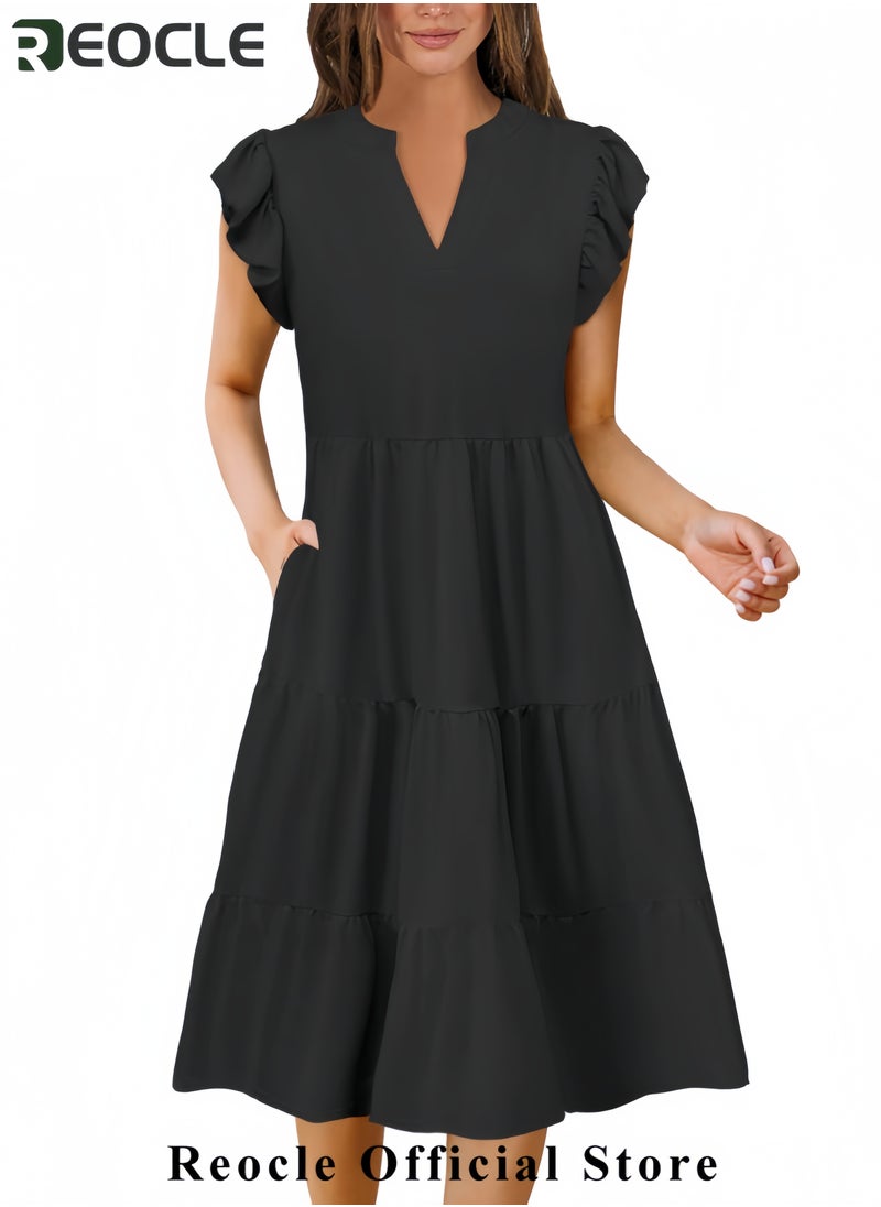 Women's Summer A-Line Sleeveless Boat Neck Mini Dress Club Party Little Short Dresses