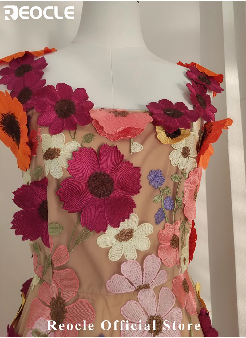 Women's Heavy Industry Embroidery Flower Slim-fit Halter Dress