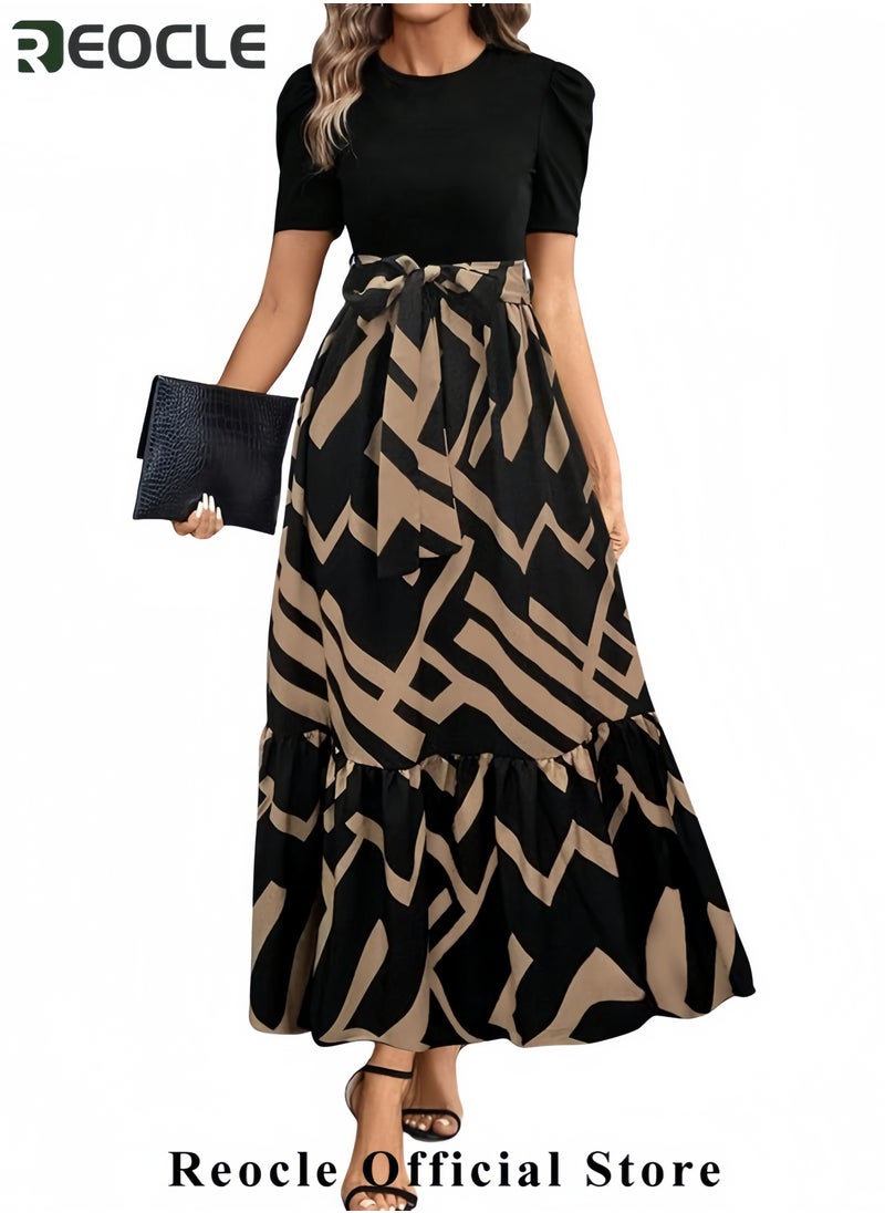 Summer Dresses for Women Empire Waist Wrap Floral Print High Waist Fashion Elegant Tea Party Dresses