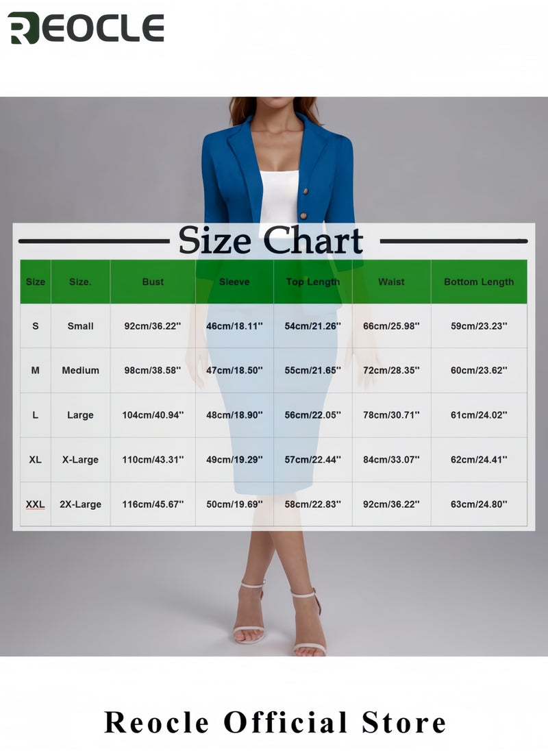 Women Wear to Work Dress 2 Piece Elegant Wrap Blazer Dresses Set Business Casual Long Sleeve Blazer and Pencil Skirt