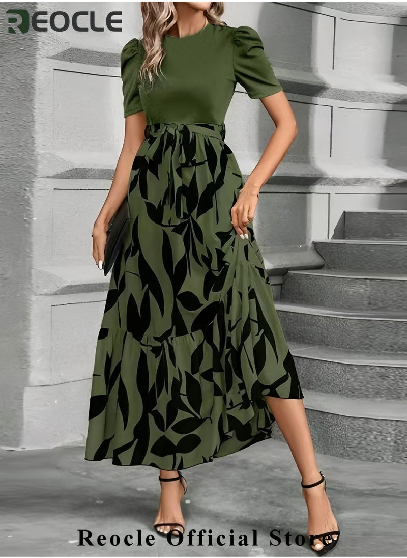 Summer Dresses for Women Empire Waist Wrap Floral Print High Waist Fashion Elegant Tea Party Dresses