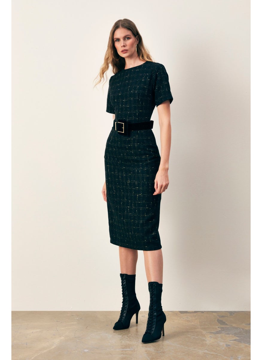 Glitter Short Sleeve Dress - Black