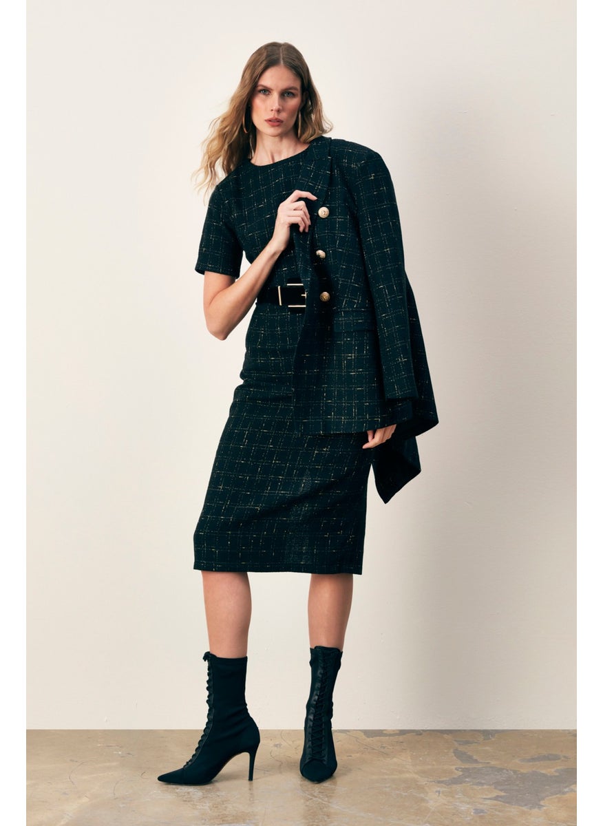 Glitter Short Sleeve Dress - Black