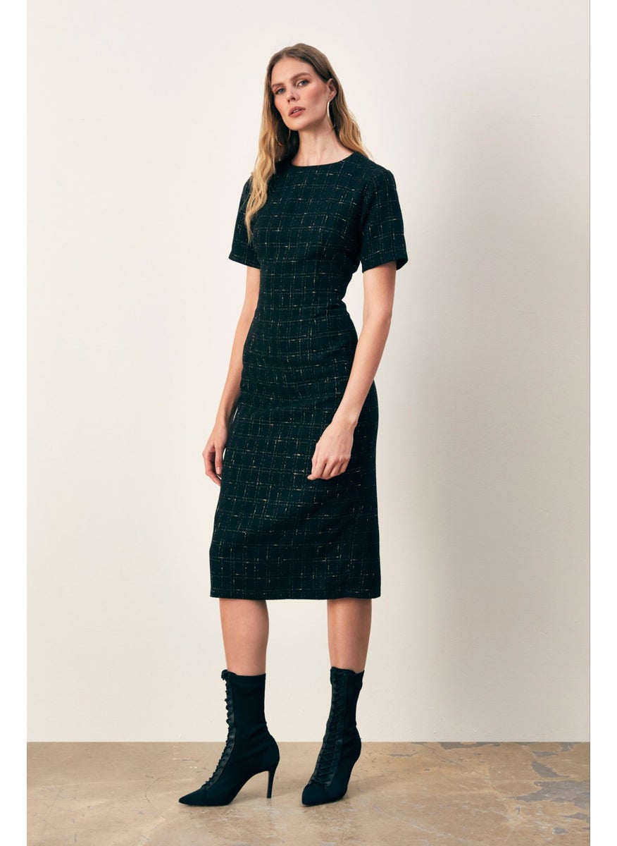 Glitter Short Sleeve Dress - Black