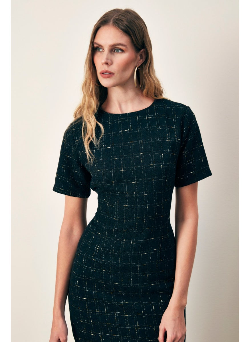 Glitter Short Sleeve Dress - Black