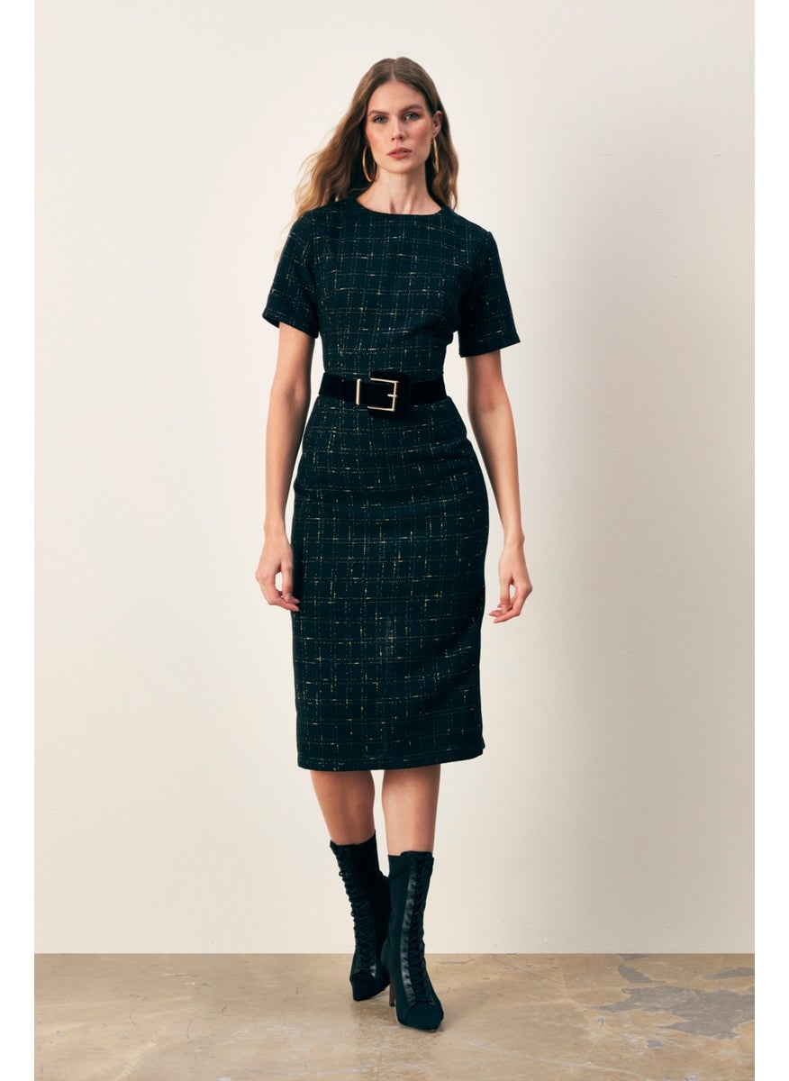 Glitter Short Sleeve Dress - Black
