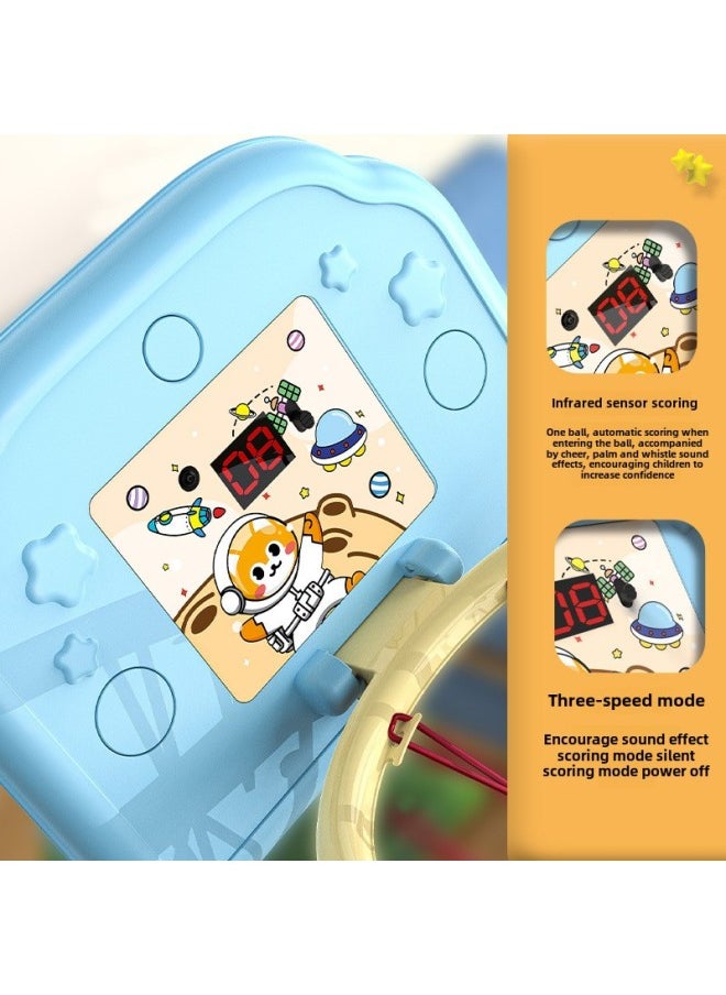 Children's Hanging Basketball Board Indoor And Outdoor Punch-Free Foldable Scoring Shooting Rings Kindergarten Basketball Toys-Color:[basic Version] Yellow Space Cat (comes With Basketball + Pump + Suction Cup)-Diameter:3 Basketballs