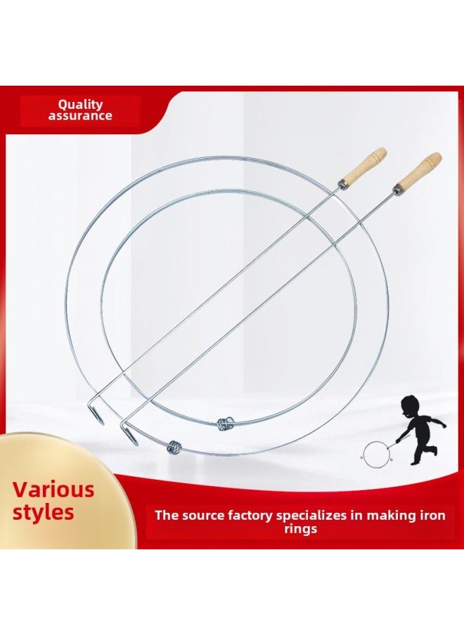 Rolling Iron Ring Sound Push Iron Ring Kindergarten Toy Rolling Iron Ring Stall Supply Wholesale-Color:Sponge Telescopic Rod-Diameter:35cm Flat 8.5mm