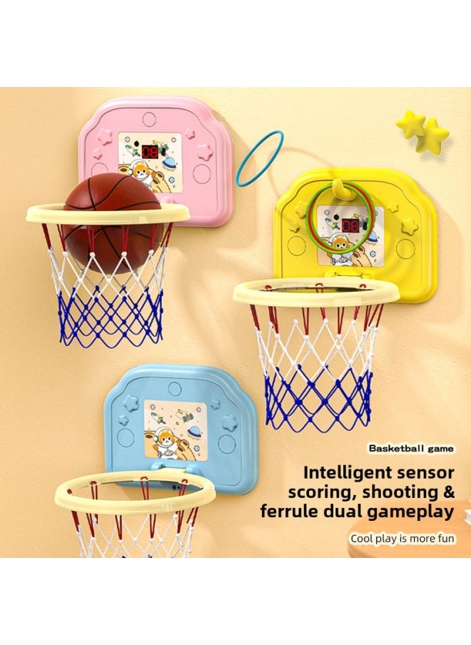 Children's Hanging Basketball Board Indoor And Outdoor Punch-Free Foldable Scoring Shooting Rings Kindergarten Basketball Toys-Color:[score Version] Blue Space Cat (comes With Basketball + Pump + Suction Cup)-Diameter:5 Basketballs