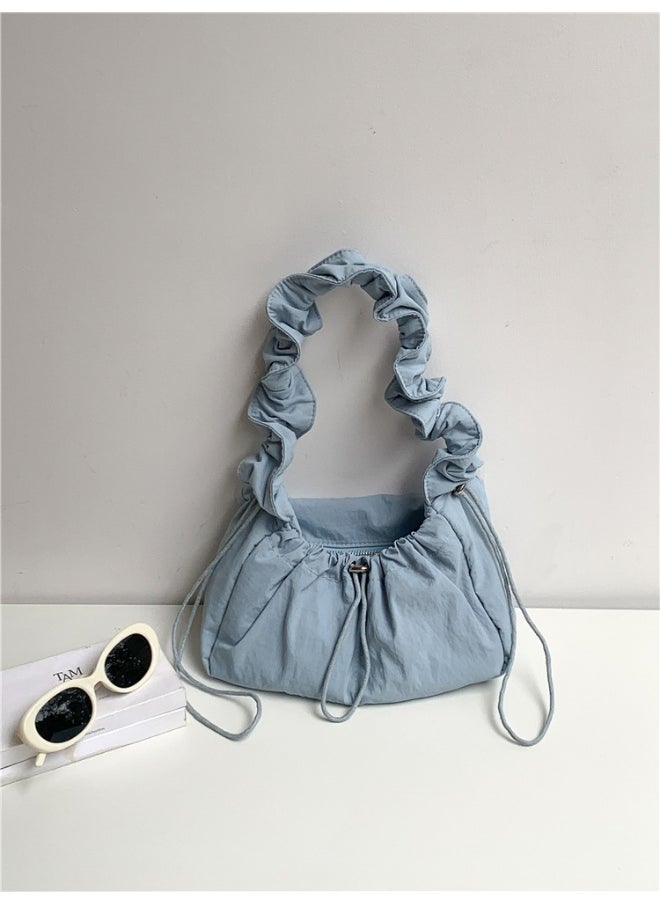 Korean Women's Bag Fold Bag Trend Literary Crossbody Nylon Bag Niche Design Fashion Casual Shoulder Small Square Bag