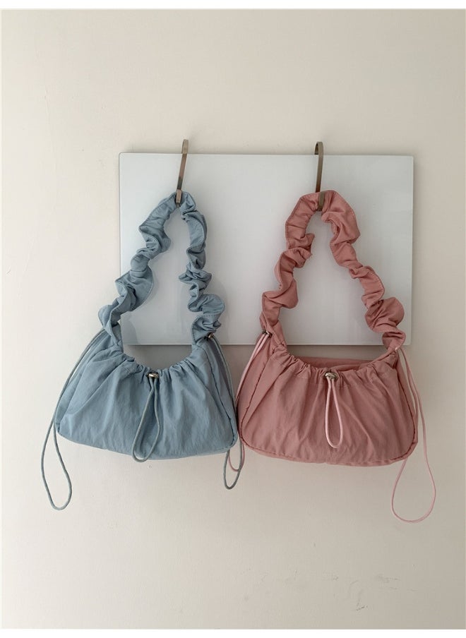 Korean Women's Bag Fold Bag Trend Literary Crossbody Nylon Bag Niche Design Fashion Casual Shoulder Small Square Bag