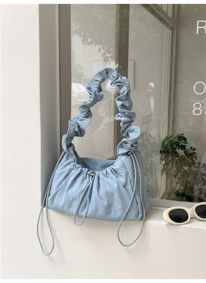 Korean Women's Bag Fold Bag Trend Literary Crossbody Nylon Bag Niche Design Fashion Casual Shoulder Small Square Bag