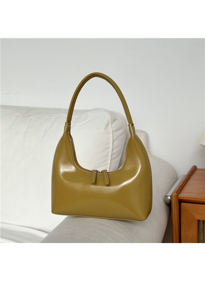Korean Small Handbag Women's High-grade Temperament Simple Female Bag Bright PU Fashion Single Shoulder Niche Design Handbag