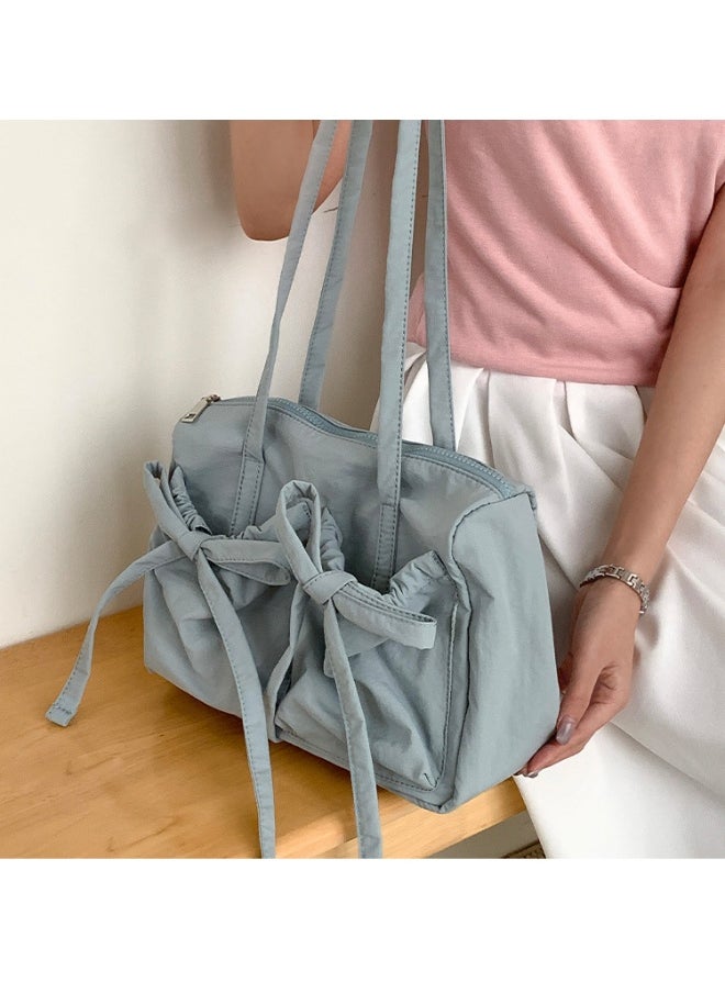 Fashion Bow Tote Bag Summer Luxury Sense Large Capacity Shoulder Bag Women's Simple Velcron Commuter Bag