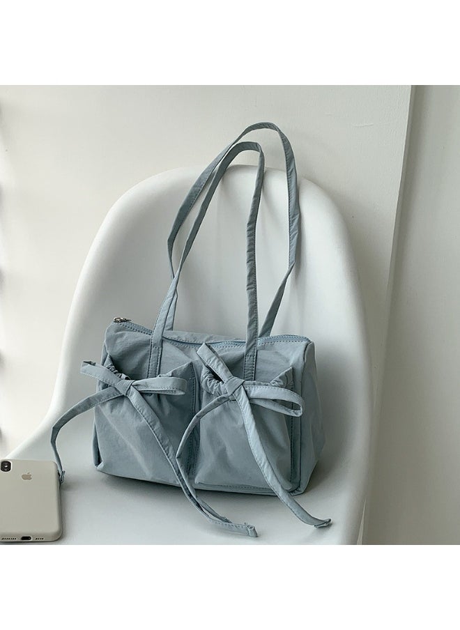 Fashion Bow Tote Bag Summer Luxury Sense Large Capacity Shoulder Bag Women's Simple Velcron Commuter Bag