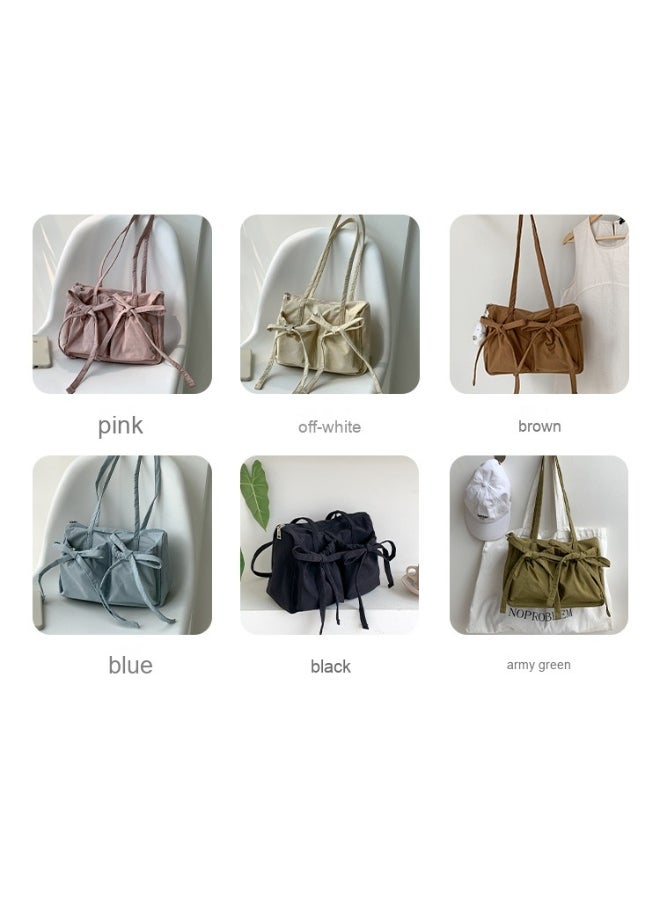 Fashion Bow Tote Bag Summer Luxury Sense Large Capacity Shoulder Bag Women's Simple Velcron Commuter Bag