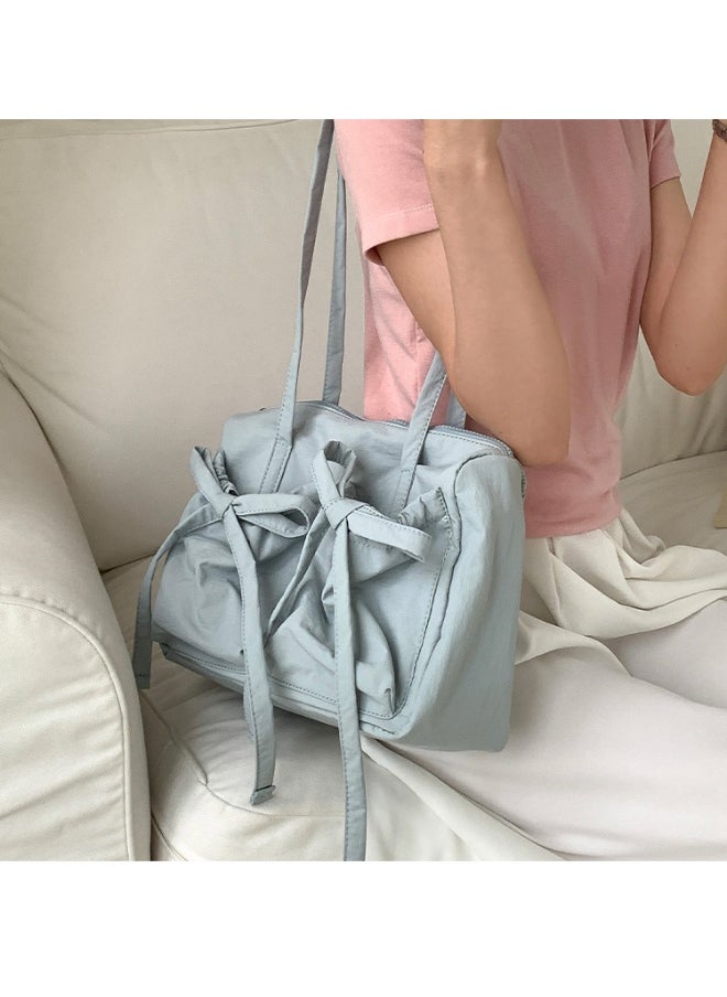 Fashion Bow Tote Bag Summer Luxury Sense Large Capacity Shoulder Bag Women's Simple Velcron Commuter Bag