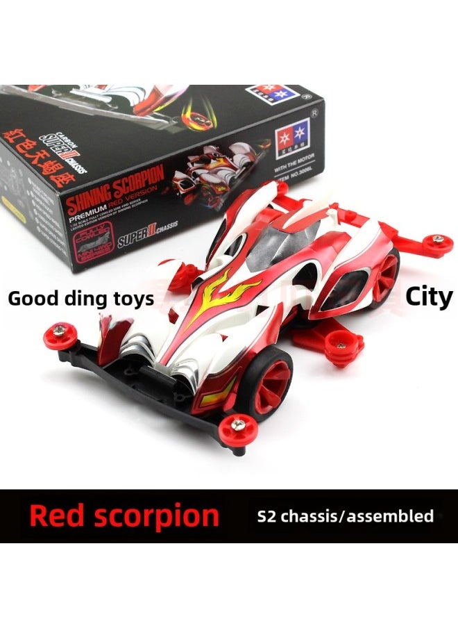 Xingda Four-Drive Brothers Daxing S2 Four-Drive Triangle Arrow Victory Charge Pioneer Sonic Assembled Boy Gift-Color:Red Scorpion-Scale:Car + 1 Thousand Mah Battery Set