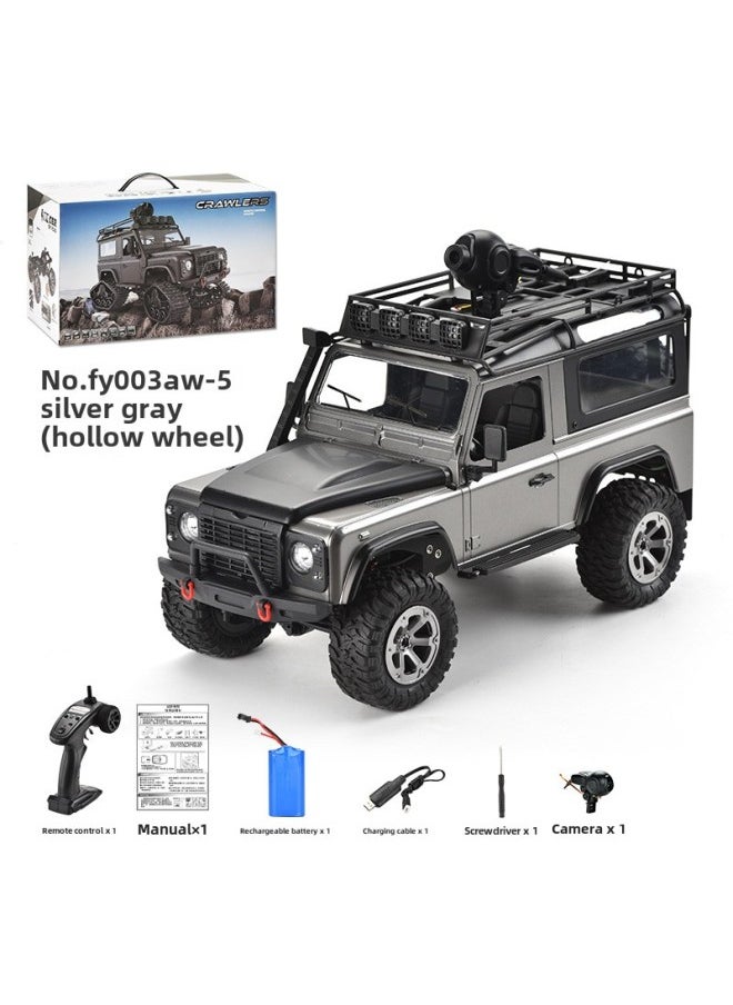 Four-wheel Drive Off-road Vehicle Simulation RC Controllable Headlight Climbing Car Full-scale Remote Control Car Car Big Boy Toy-Color:Silver Gray-Proportion:Four-wheel Drive Track Wheel